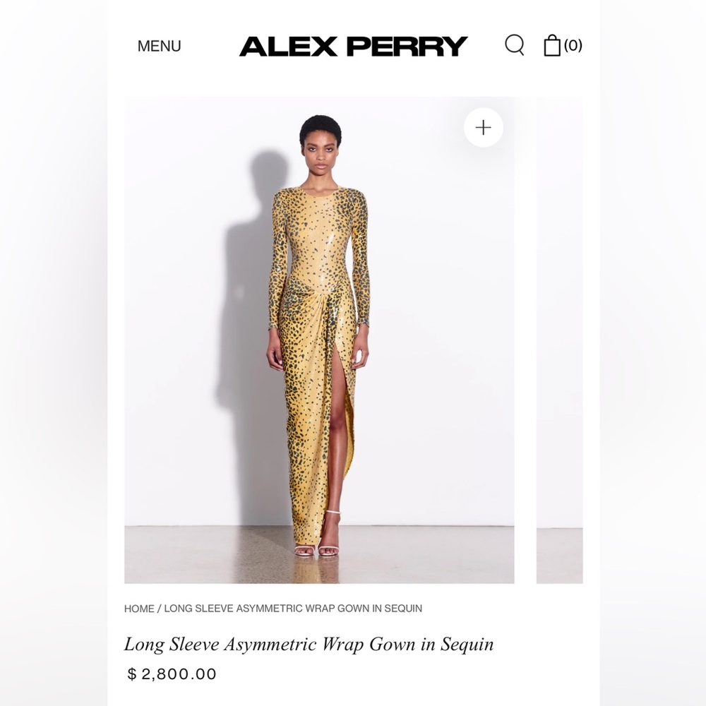 Alex Perry Gold Sequin Long Sleeve Gown